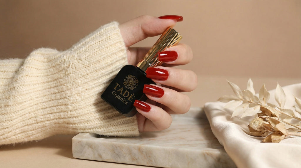 Tadè Organics Cherry Red, Plant Based, Non Toxic Gel Nail Polish