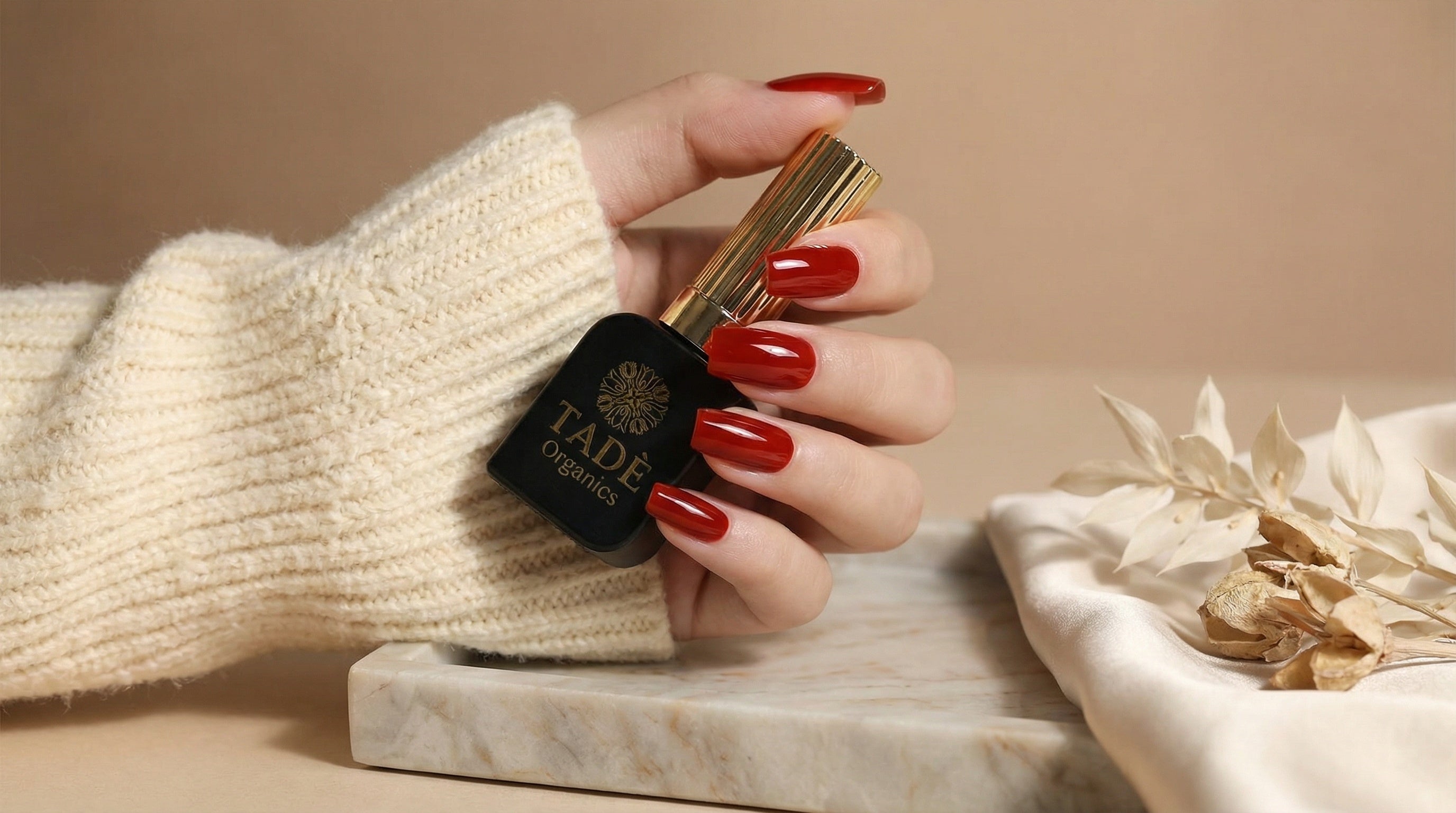 Tadè Organics Cherry Red, Plant Based, Non Toxic Gel Nail Polish